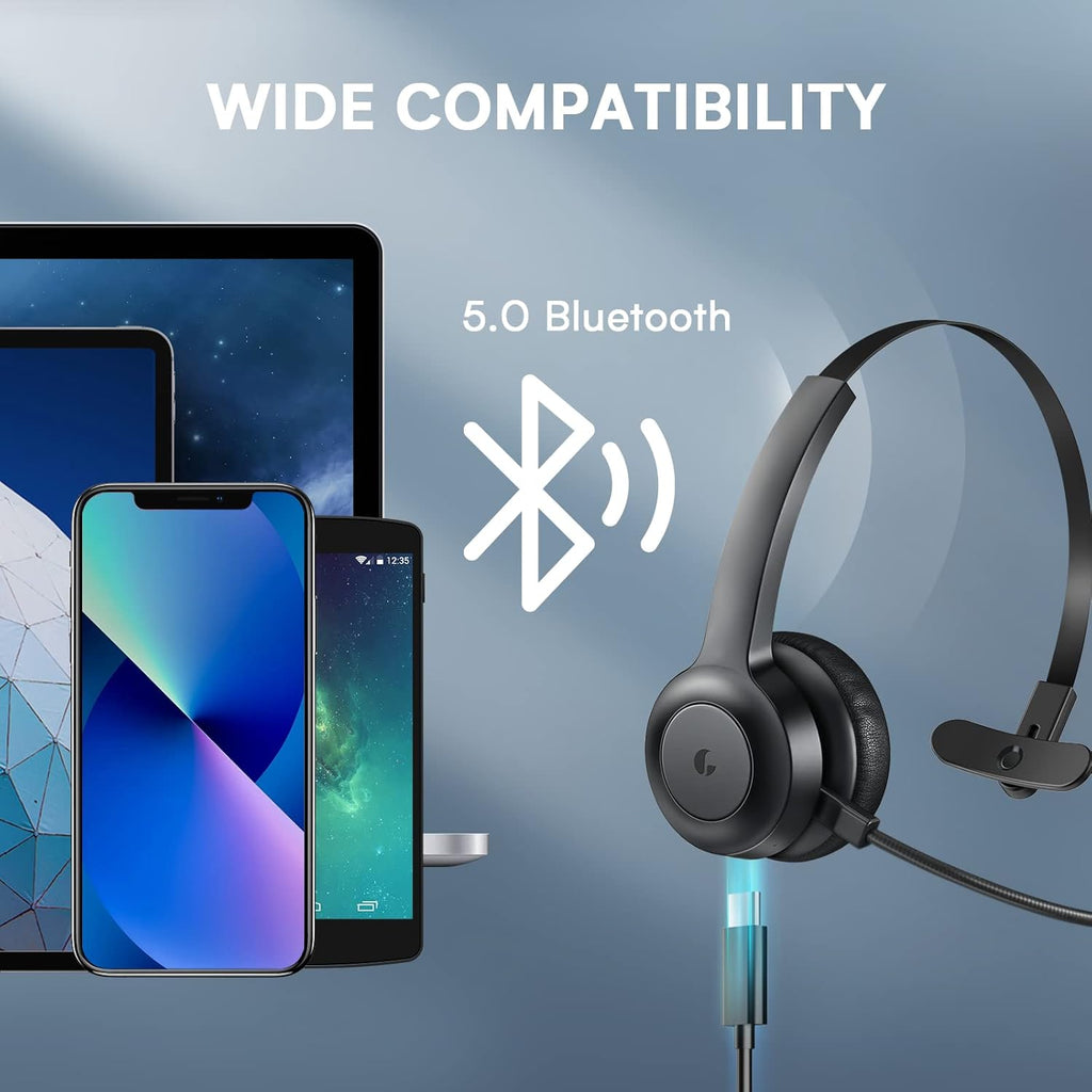 Wireless Bluetooth Headset with Microphone, AI Noise Cancelling, 35 Hrs Talk Time, Pack of 2 L349345