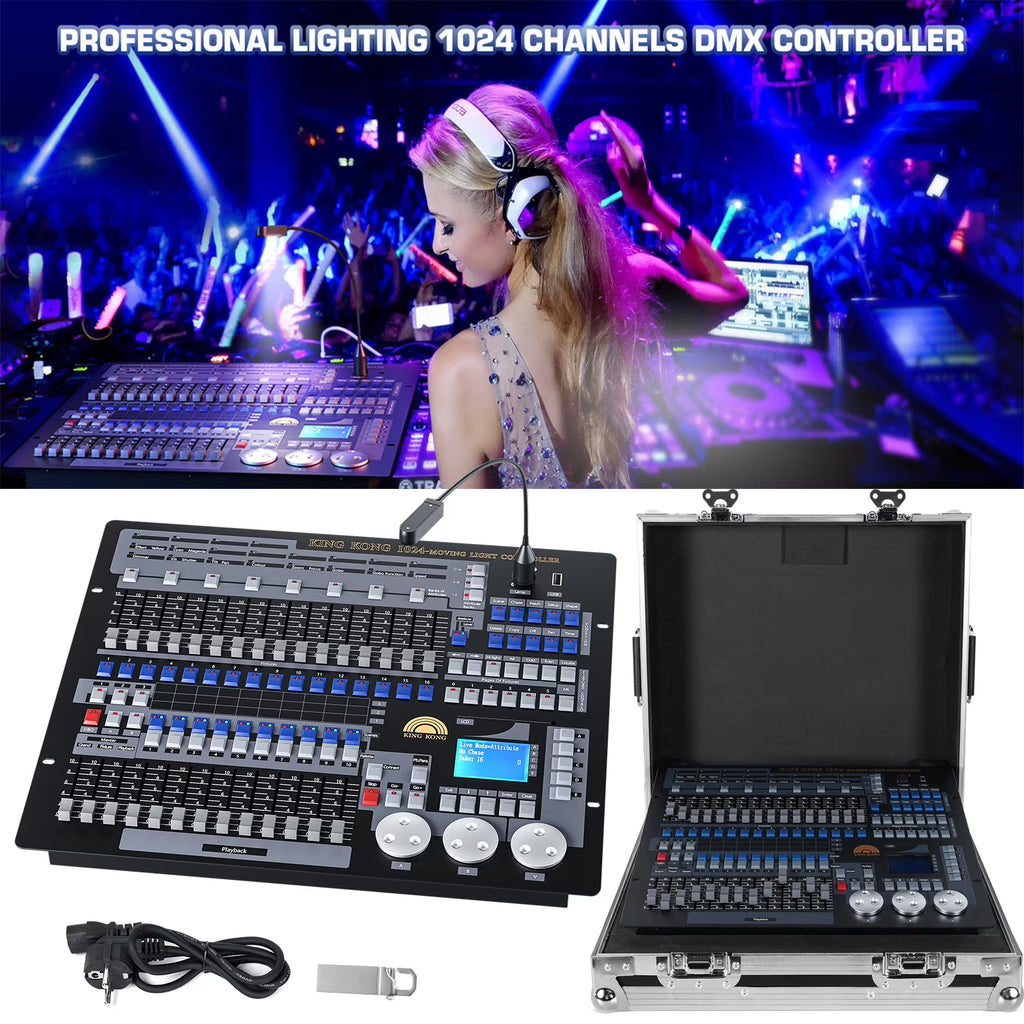 DJ Lighting Controller with Flightcase, Grand Console DMX and MIDI Operator 1024 Channel R778934
