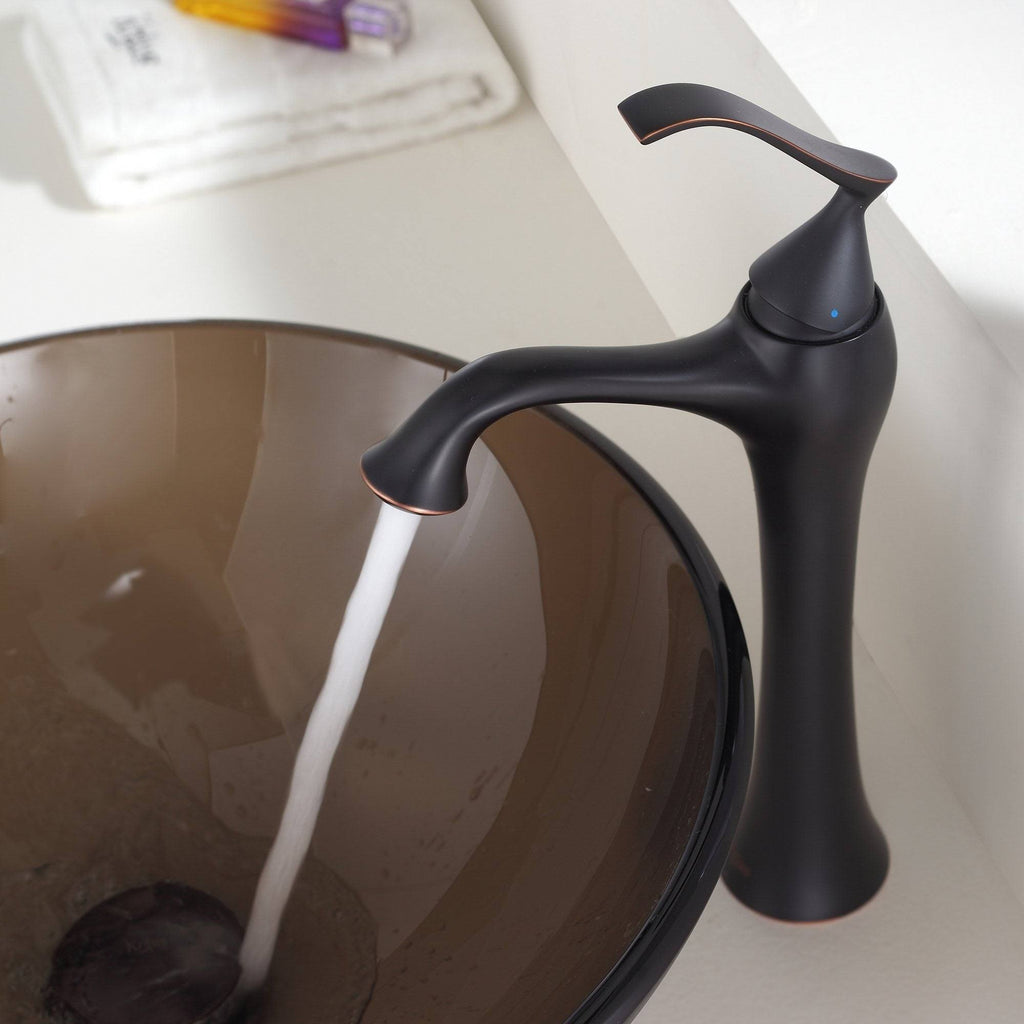 Oil Rubbed Bronze Vessel Bathroom Faucet with Pop Up Drain T437004