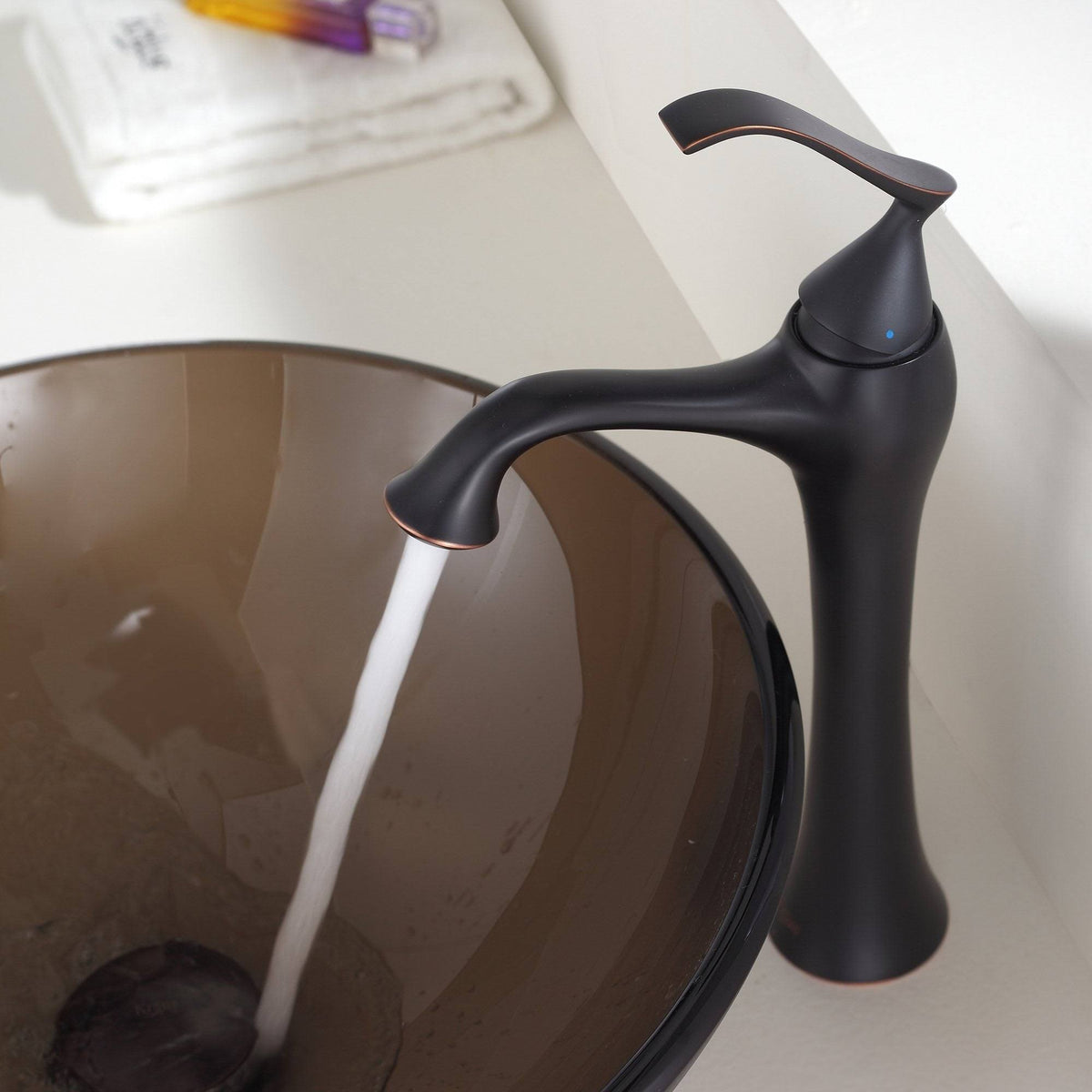 Oil Rubbed Bronze Vessel Bathroom Faucet with Pop Up Drain T437004