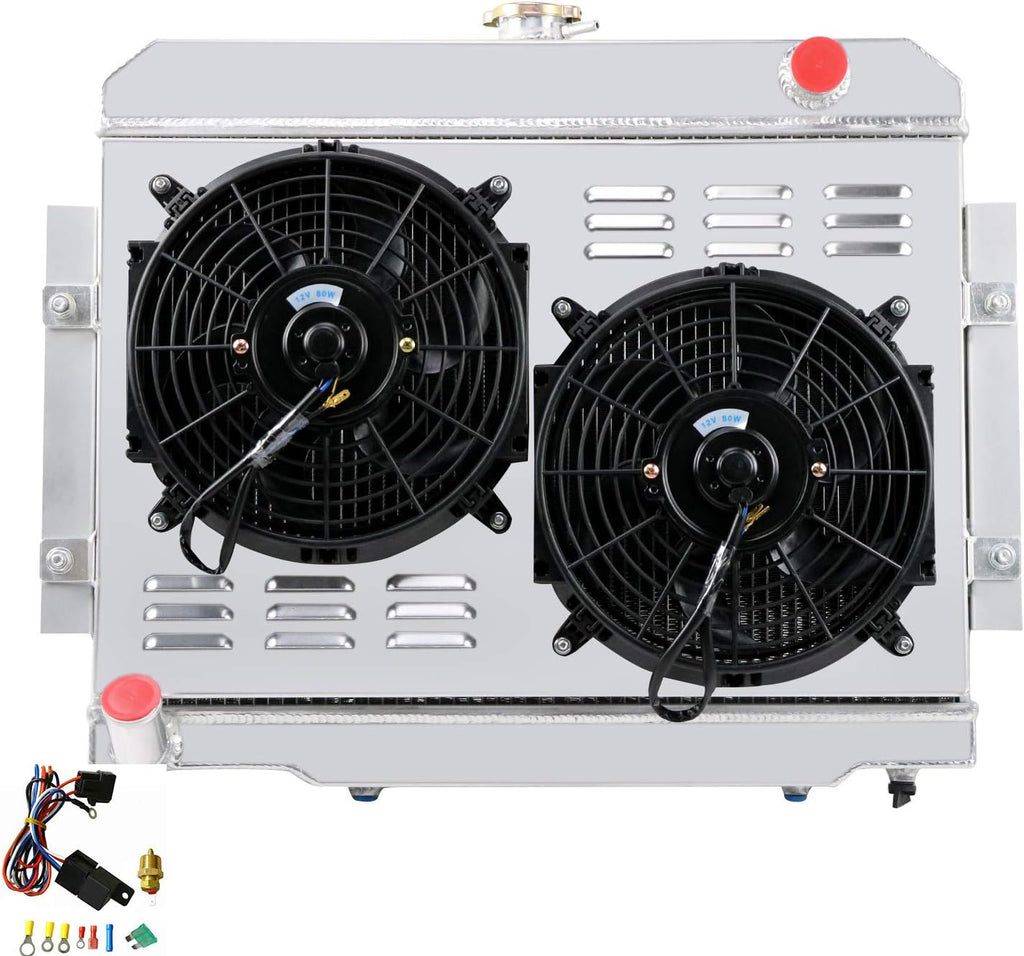 4 Rows All Aluminum Radiator with Shroud and 2x12" Fans B678640