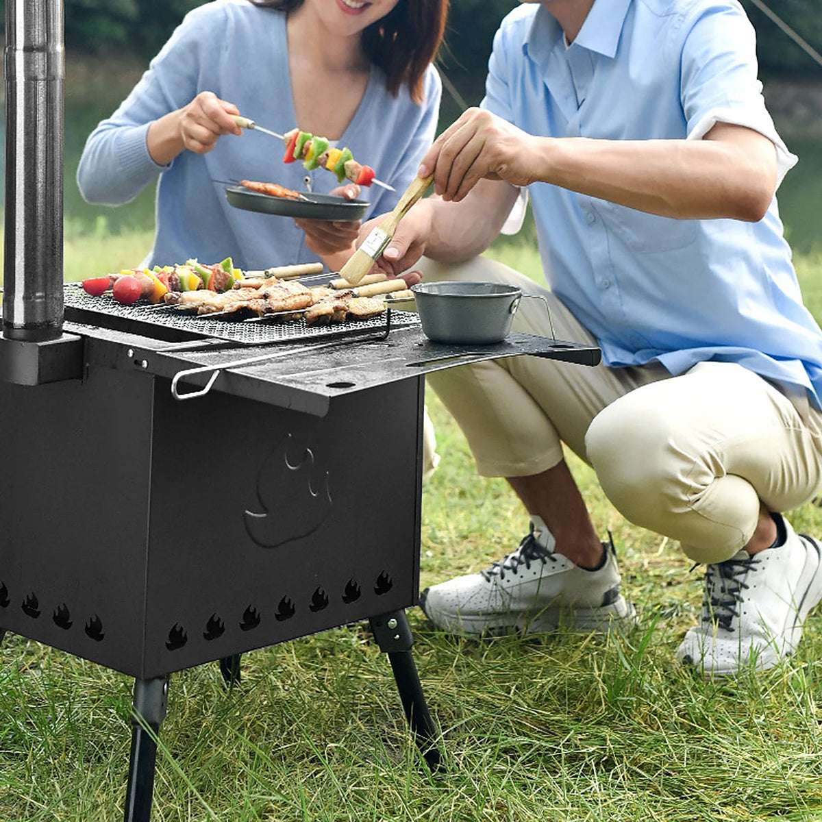 Portable Wood Burning Camp Tent with Chimney O18252