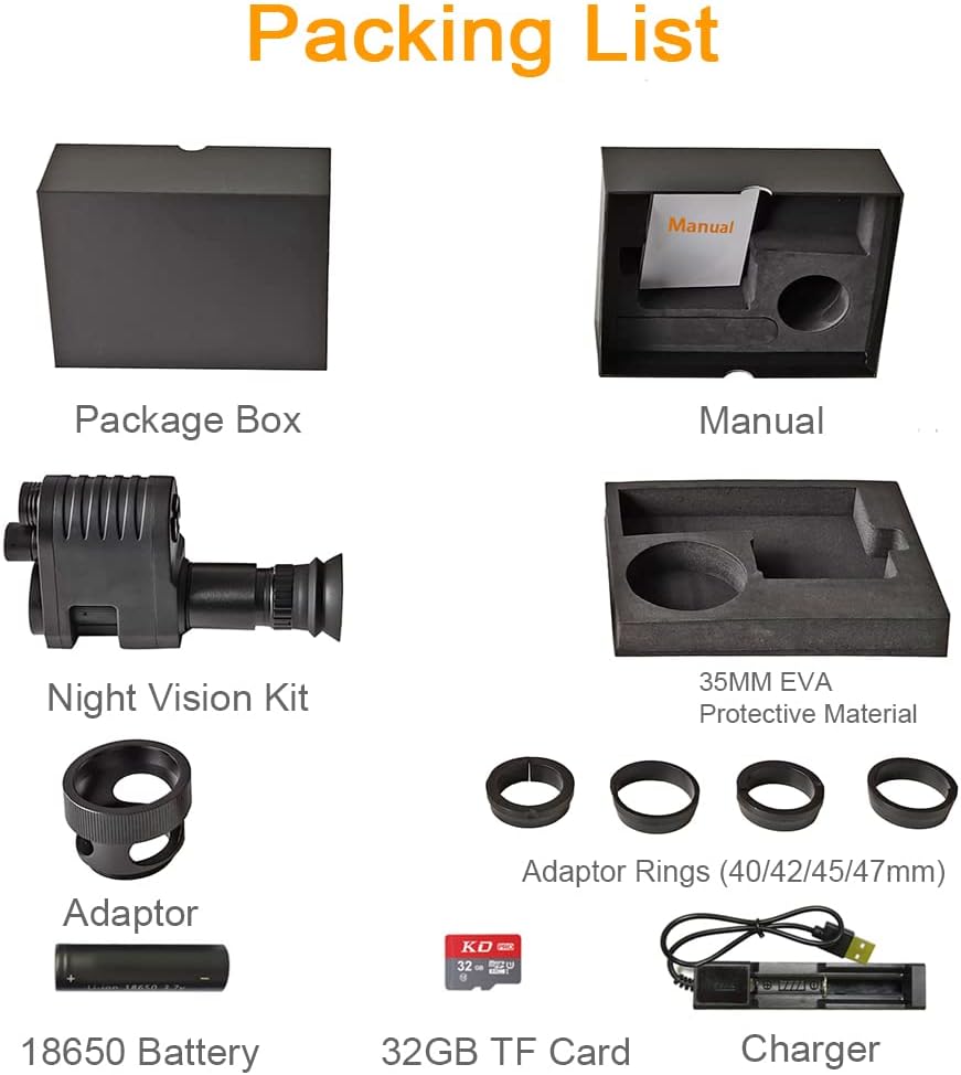 Night Vision Scope 1080P Hunting Riflescope with Quick Install Rings Y5883