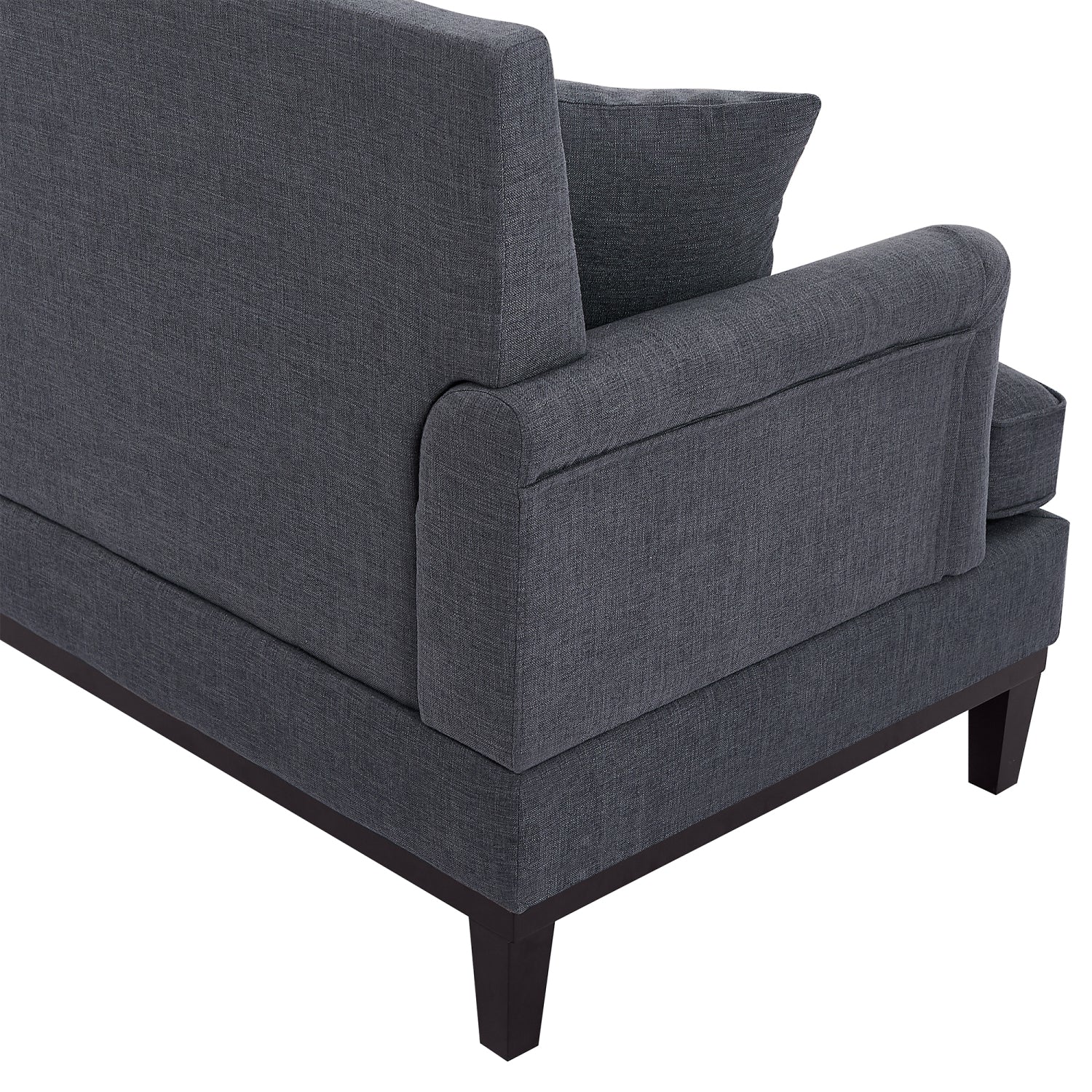 Gray Upholstered Loveseat Sofa with Wooden Legs and Two Throw Pillows W284653