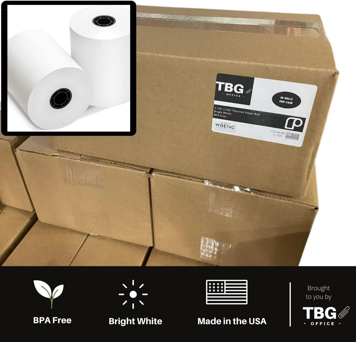 BPA Free Thermal Paper Rolls for POS Systems (1 Case - 30 Rolls) C111646