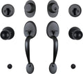 Matte Black Double Door Handle Set with Door Knob B366