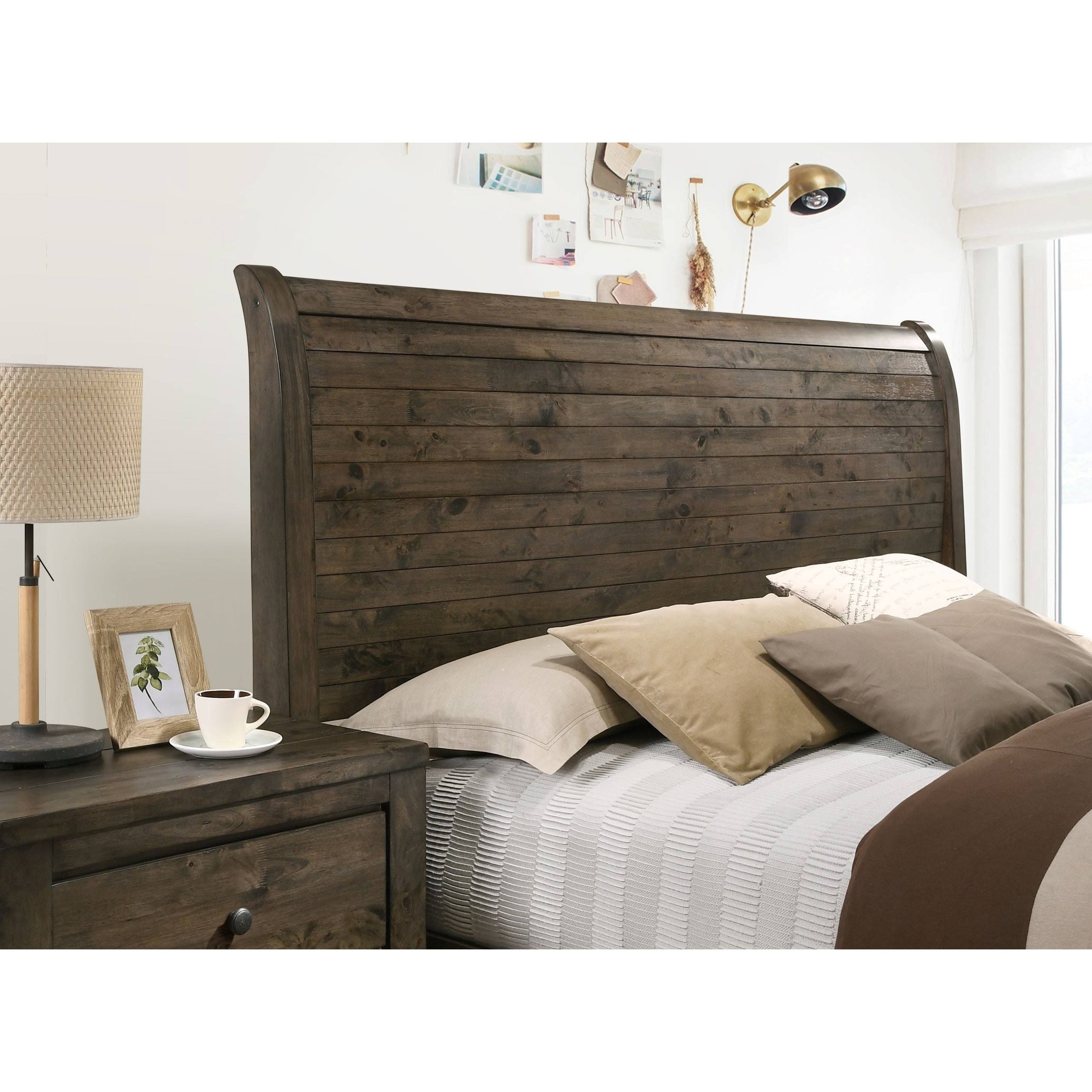 Grey-Brown Sleigh Bed Queen L39995