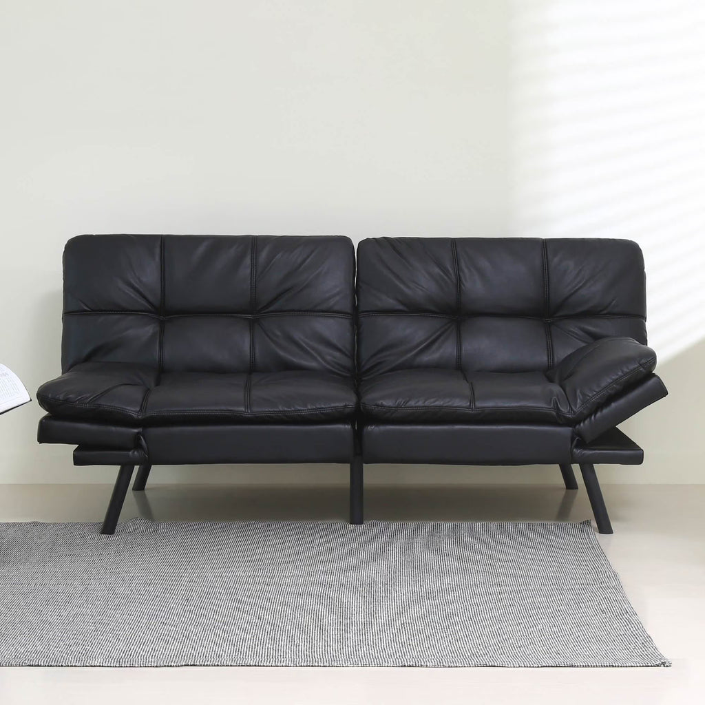 Black Convertible Memory Foam Futon Sofa Bed B298