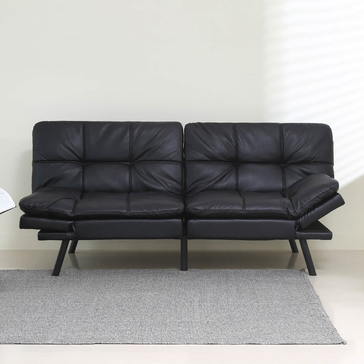 Black Convertible Memory Foam Futon Sofa Bed B298