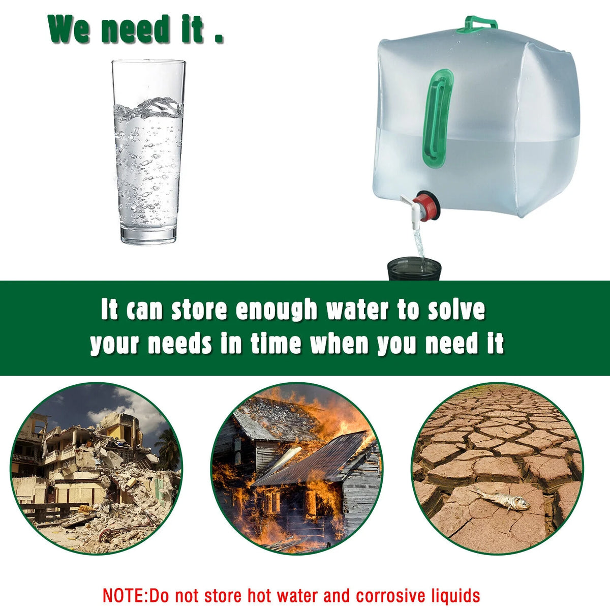 Portable Collapsible Water Container Jug with Spigot 2.6-5.2 Gallon C209221