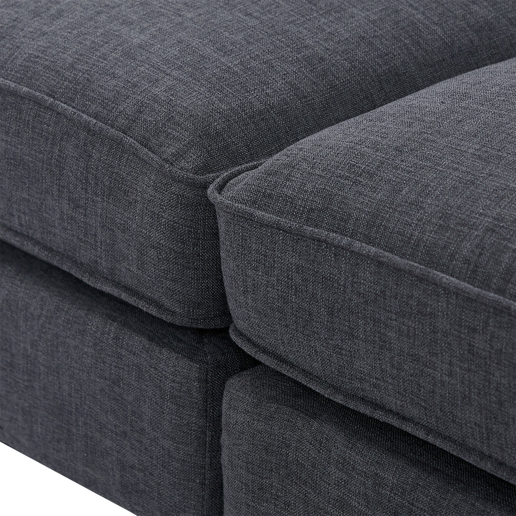 Gray Upholstered Loveseat Sofa with Wooden Legs and Two Throw Pillows W284653