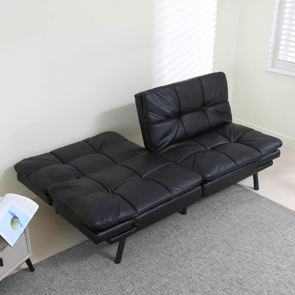 Black Convertible Memory Foam Futon Sofa Bed B298