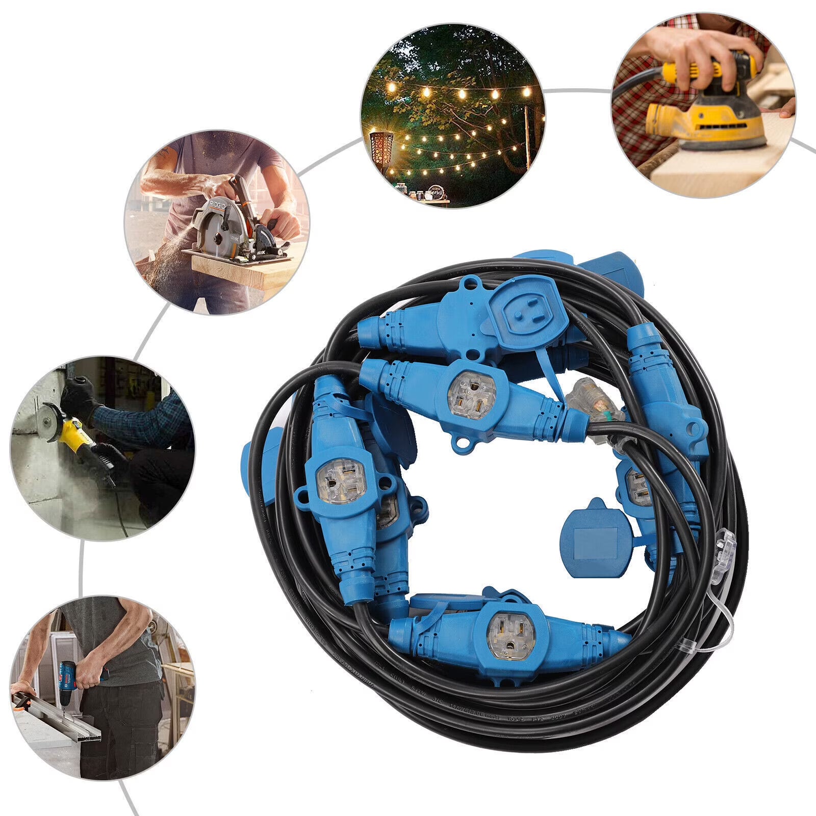50' Heavy Duty Power Cable Extension Cord Outdoor D516984