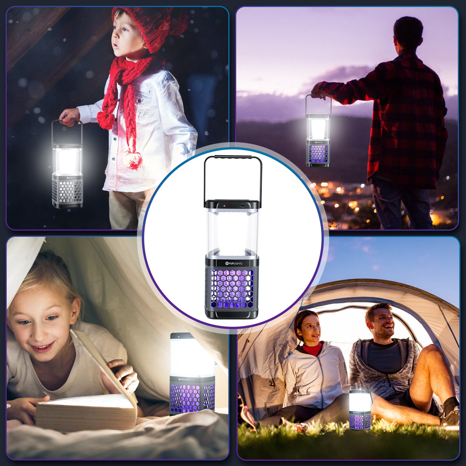 Solar Mosquito Zapper Camping Lantern Bug Zapper Lamp Portable Tent Lamp 2 in 1 Function Bug Zapper Light for Outdoors D7422