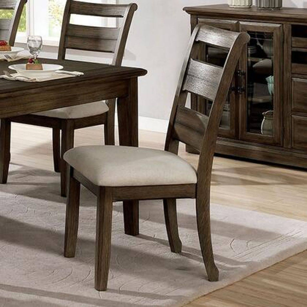 Light Walnut and Beige Side Chair Set of 2 A592