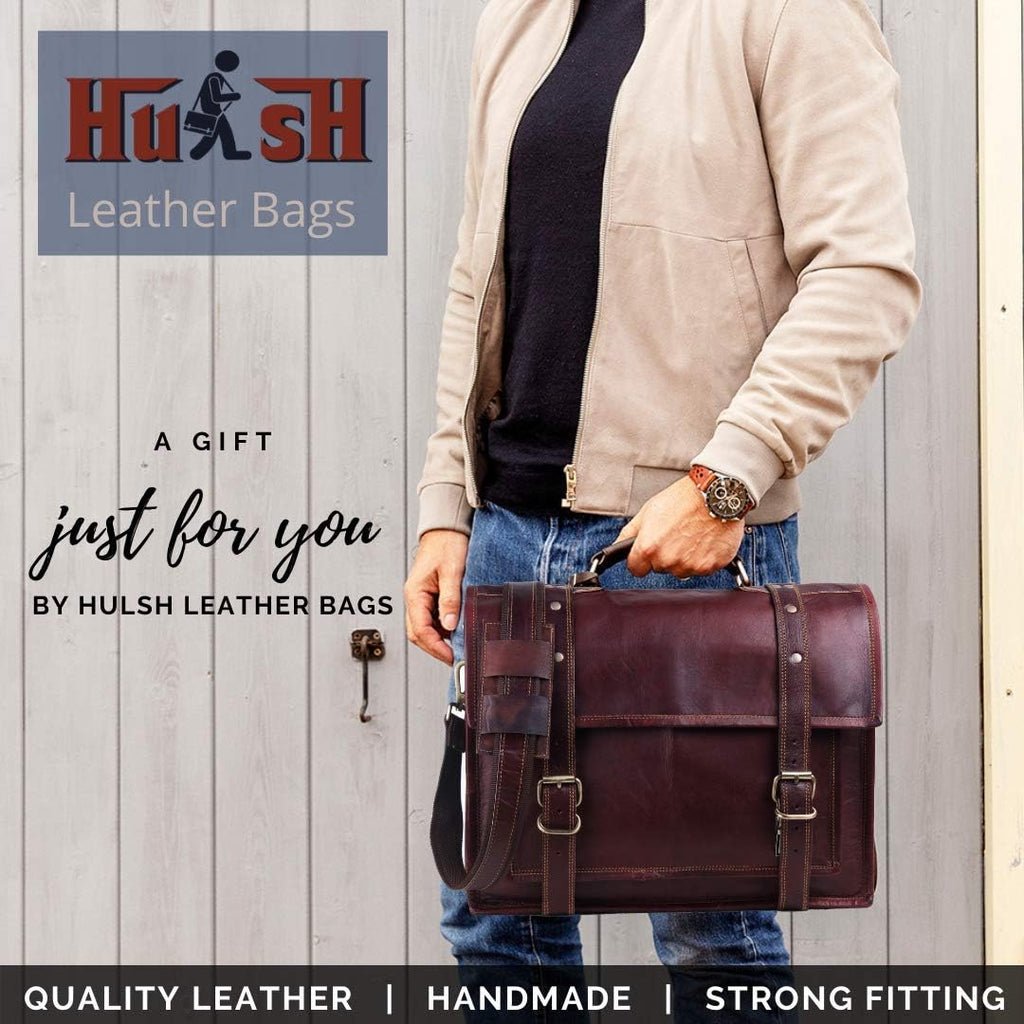 Vintage Full Grain Leather Messenger Bag 18 inches T7382