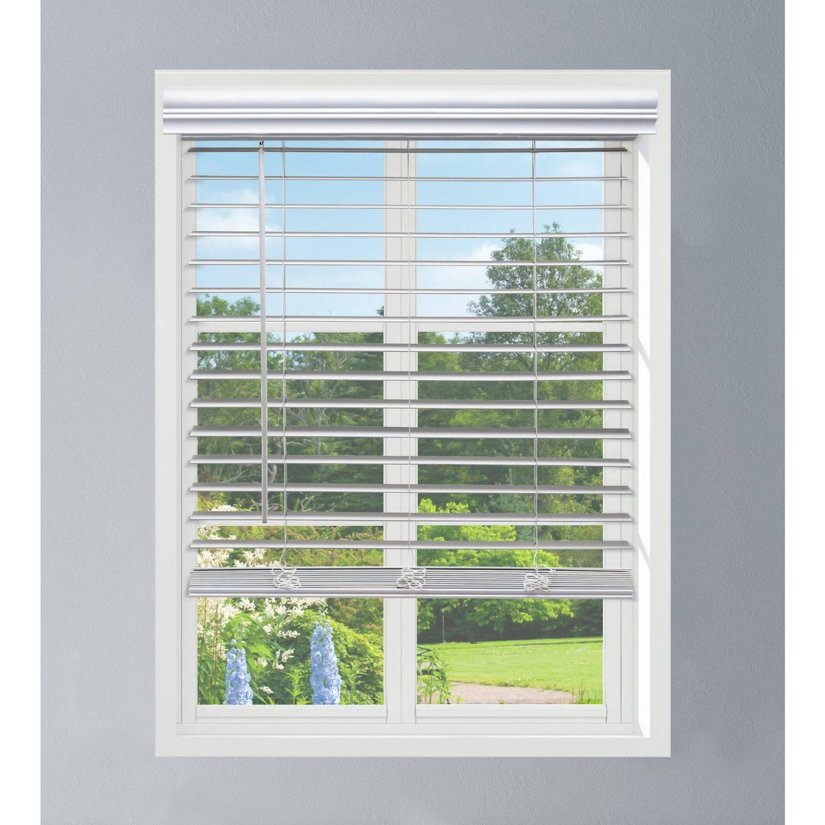 White 68.5 W x 60 H Faux Wood Blinds T1219