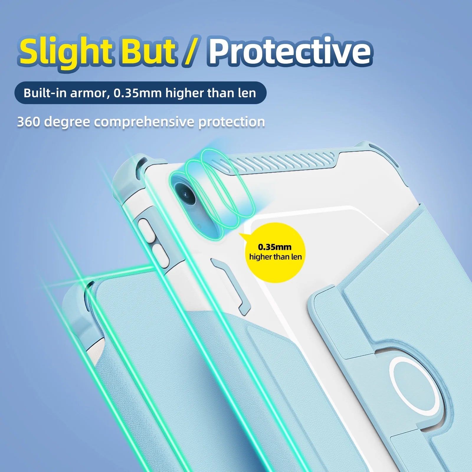 Skyblue Rotating Case for iPad 10th Generation 10.9-inch with Pencil Holder B2225