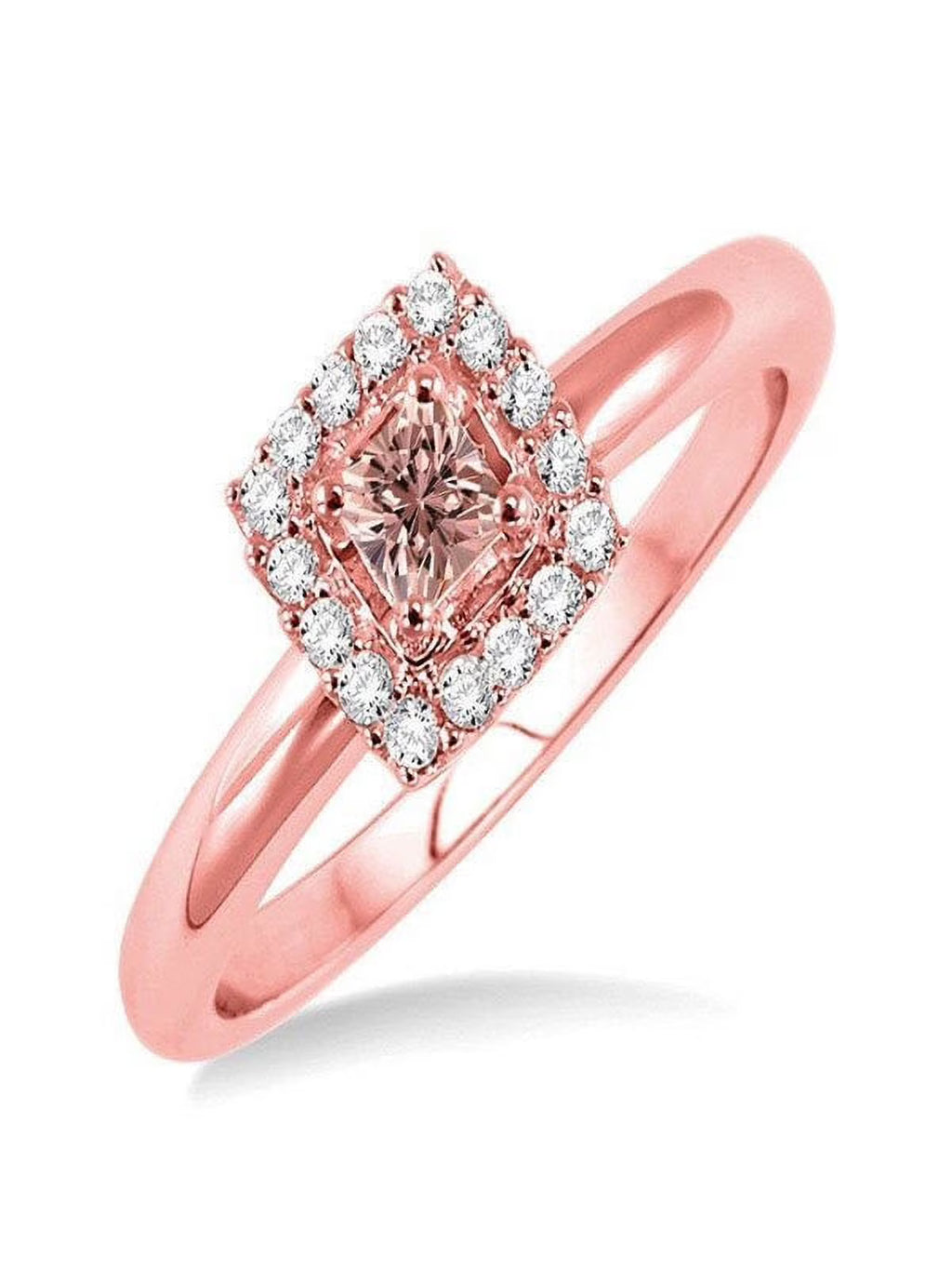 14k Rose Gold Morganite and Diamond Halo Engagement Ring X6837