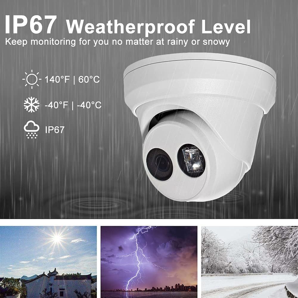 4MP PoE Outdoor Turret IP Camera with 98ft Night Vision, IP67 Waterproof, 256GB Micro SD Storage V71283