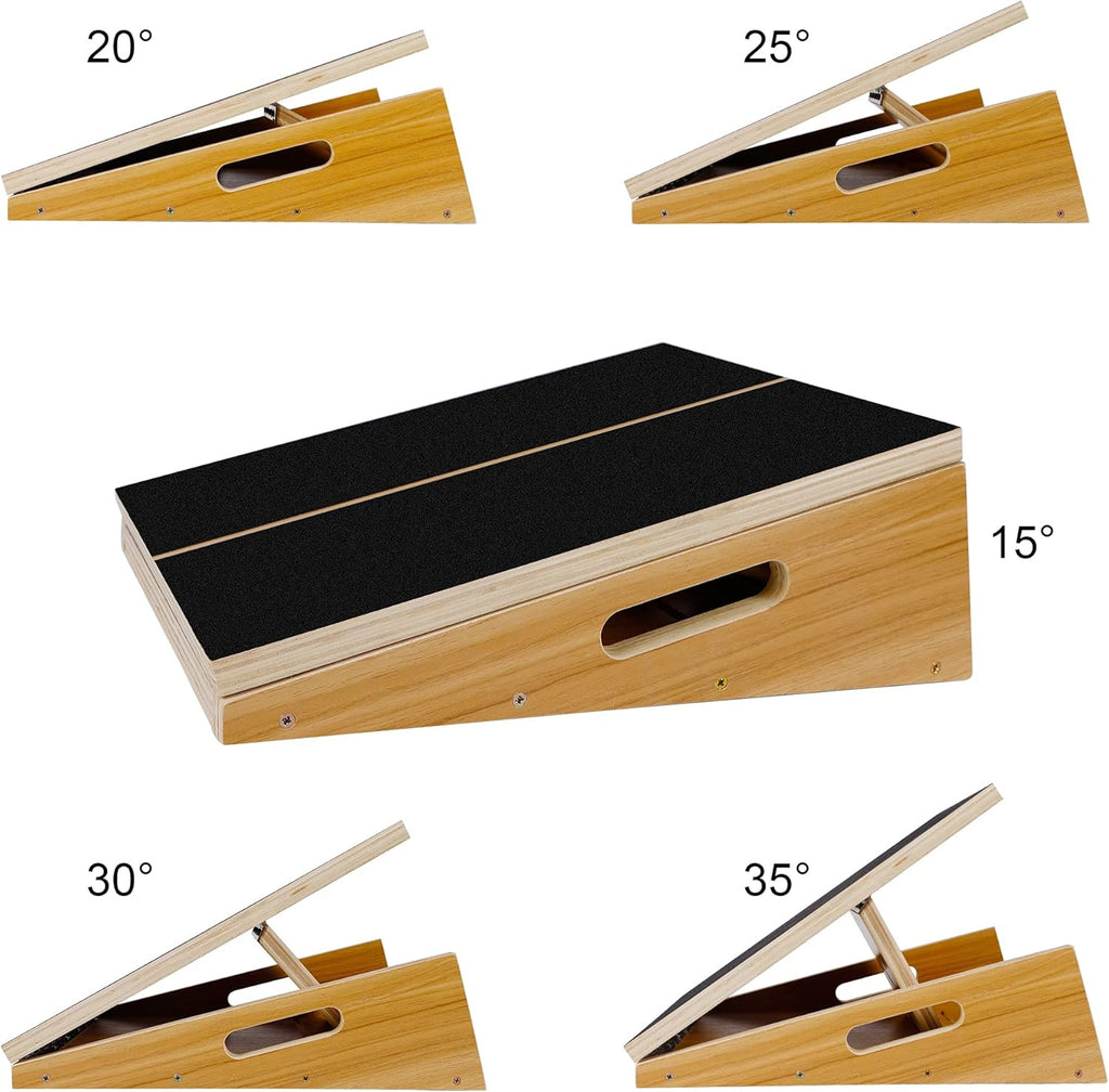 Wooden Slant Board, Adjustable Incline Board, Non-Slip Stretching Board, Pack of 2 H38584