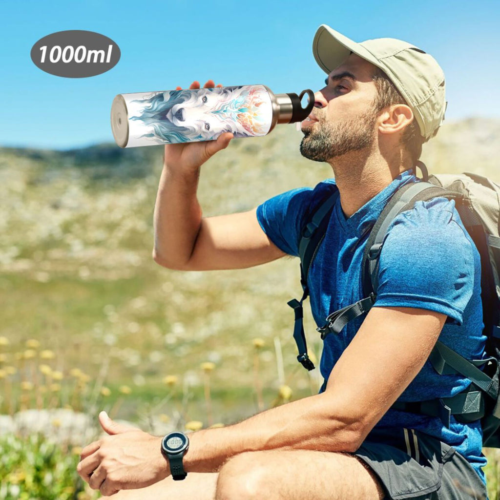 Blue Stainless Steel Insulated Water Bottle with Straw Lid L3950