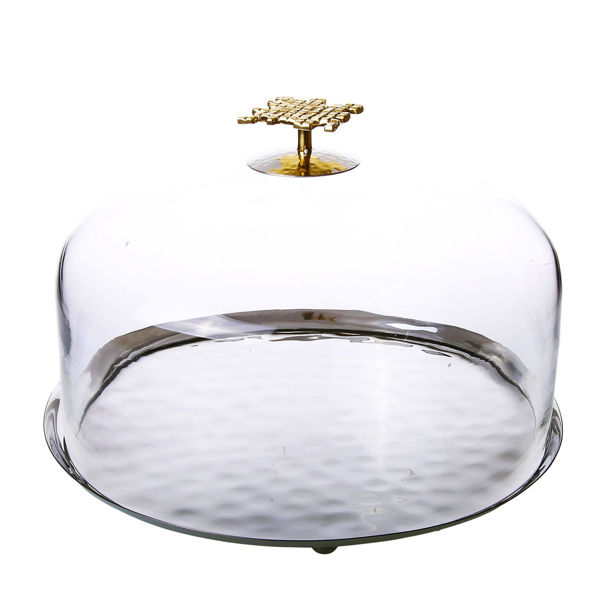 Glass Cake Dome with Mosaic Handle J73627