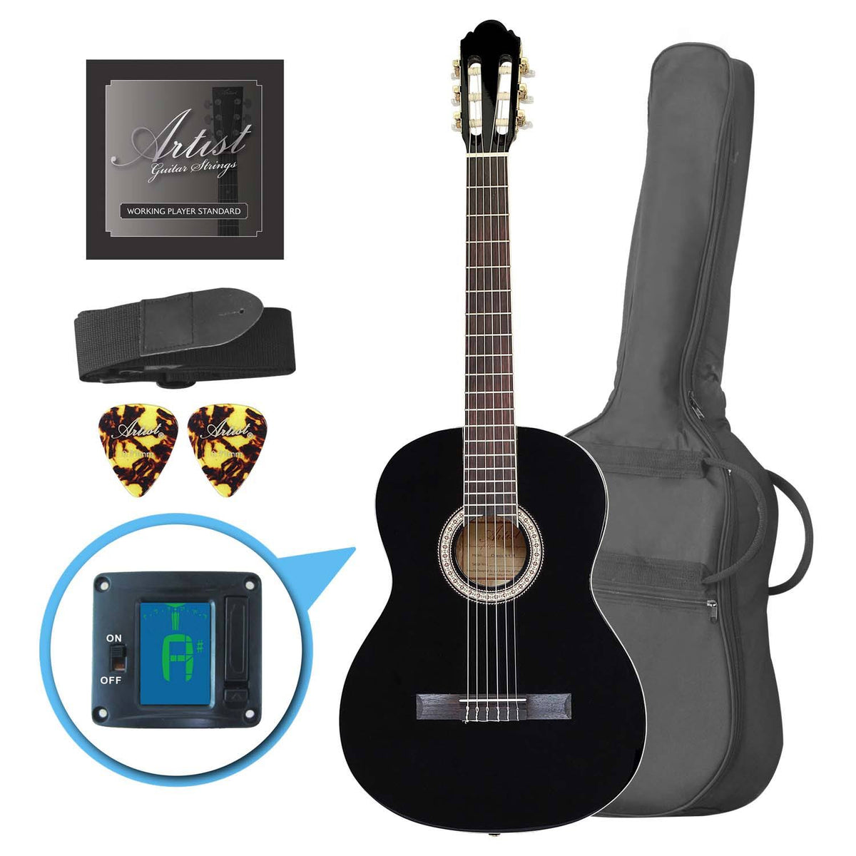 Full Size Classical Nylon String Guitar Pack - Black X29309