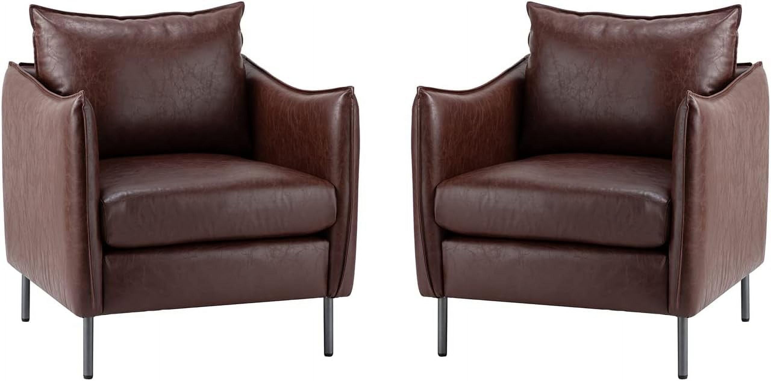 Leather Armchair Set Of 2, Brown X6349