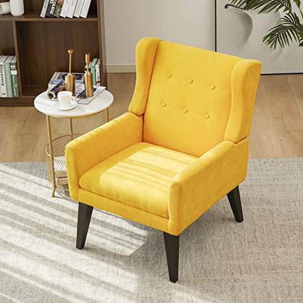 Yellow Upholstered Fabric Wingback Accent Chair E7002