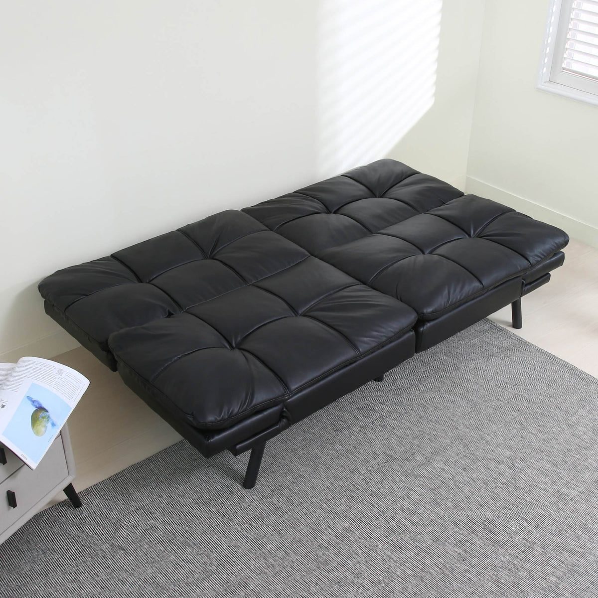 Black Convertible Memory Foam Futon Sofa Bed B298