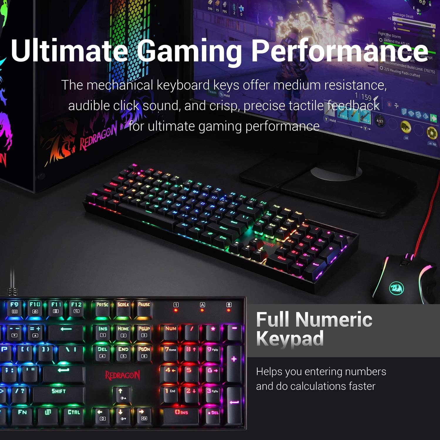 104 Key RGB LED Backlit Mechanical Gaming Keyboard and Mouse Combo L356