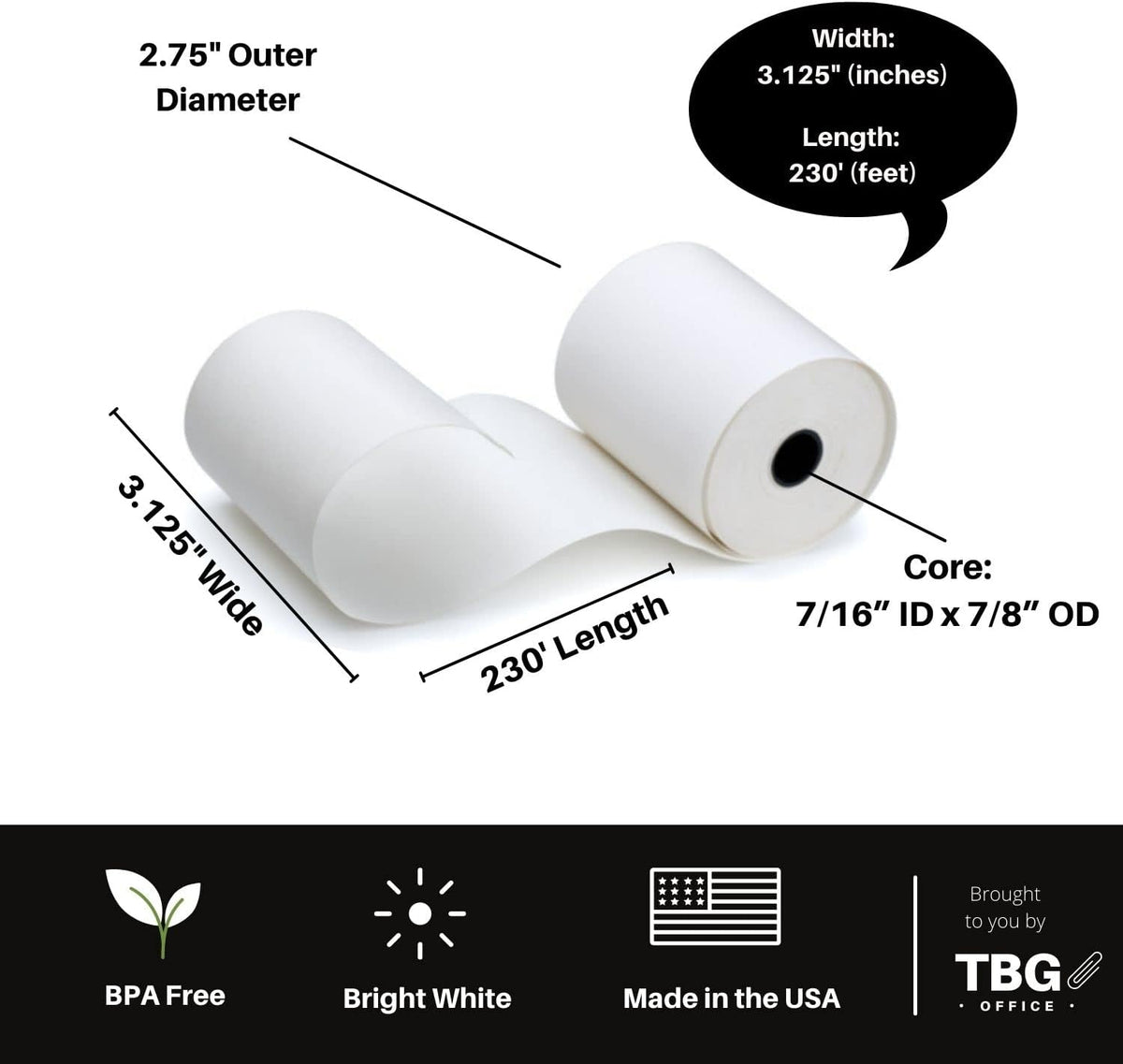 BPA Free Thermal Paper Rolls for POS Systems (1 Case - 30 Rolls) C111646