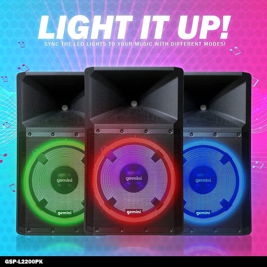 Bluetooth 2200W Peak Speaker with 15 Inch Woofer and LED Party Lights F700