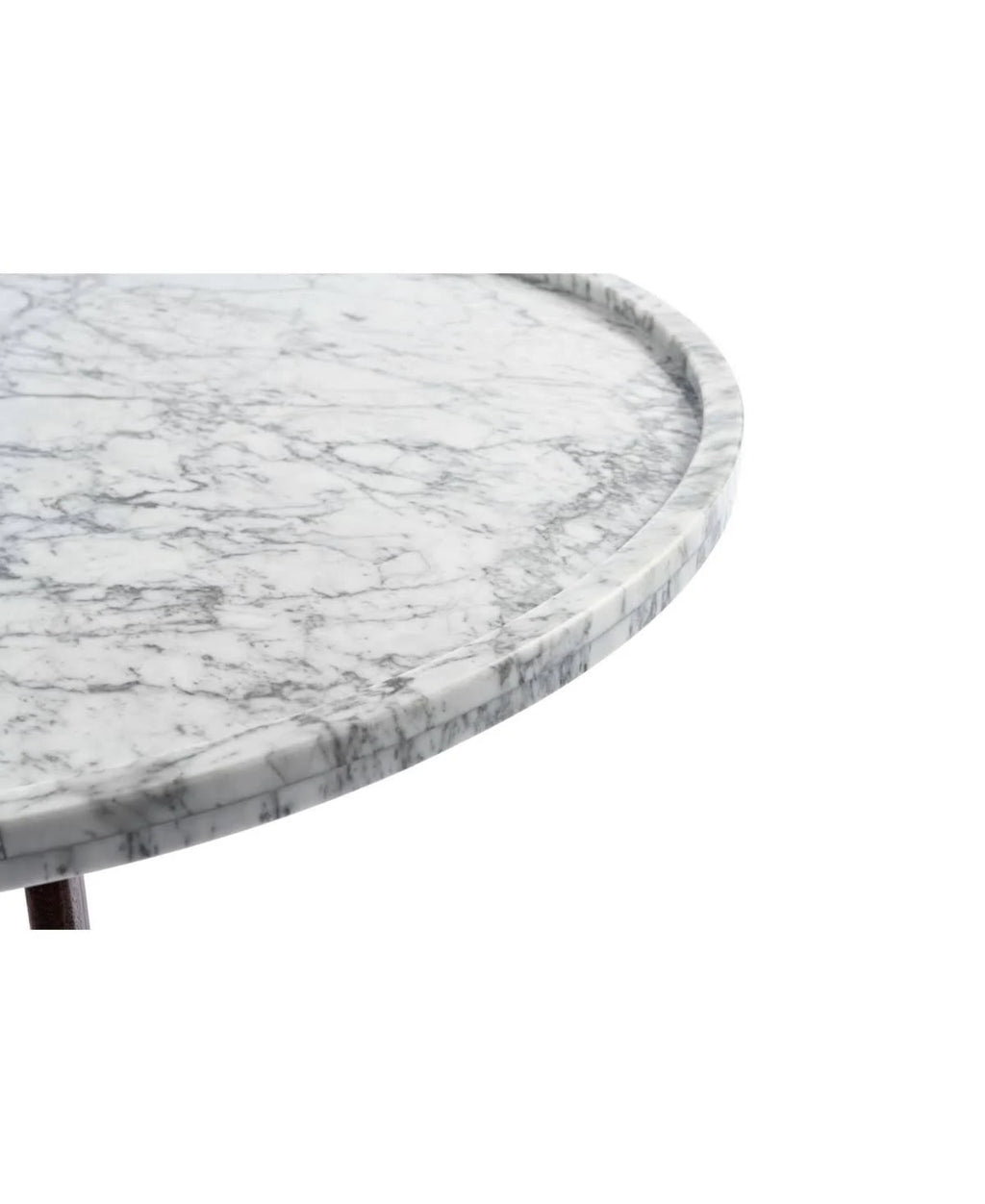 Round Italian Carrara White Marble Coffee Table with Walnut Legs F18257