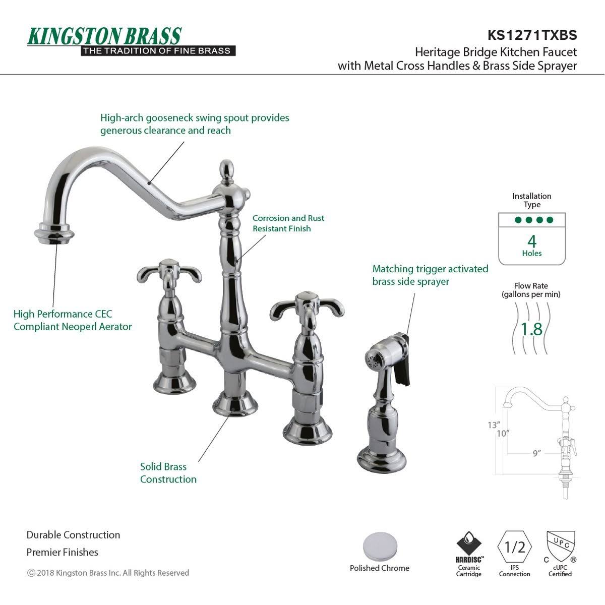 French Country 8-Inch Centerset Kitchen Faucet with Brass Sprayer Satin Nickel Z841