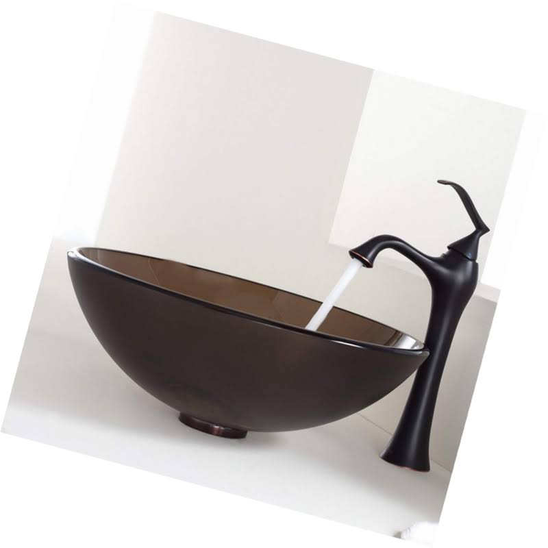 Oil Rubbed Bronze Vessel Bathroom Faucet with Pop Up Drain T437004