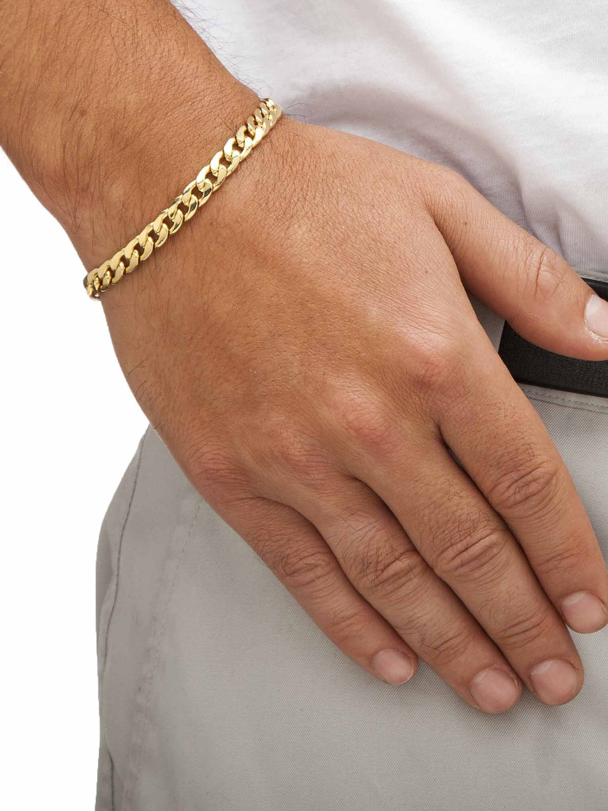 Men's Curb-Link Chain Necklace and Bracelet Set 20" 8" Gold Ion-Plated A5263