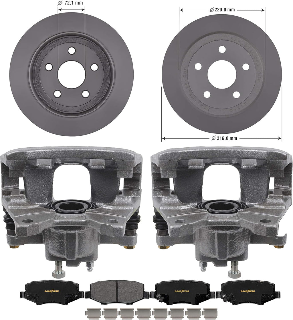 Rear Brake Kit Calipers Rotors Ceramic Pads N36186