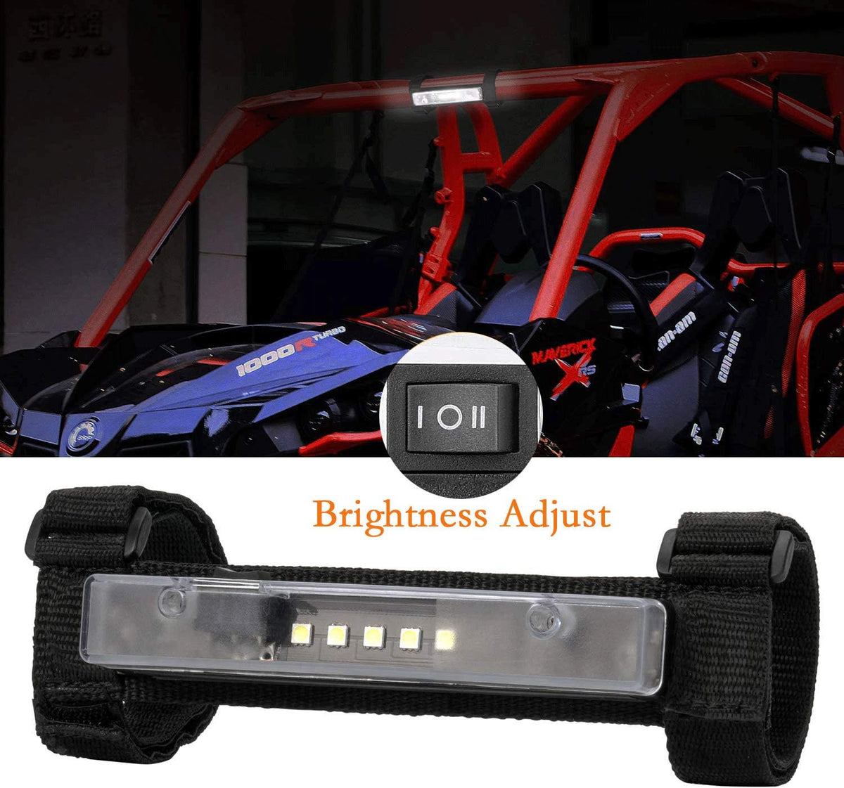 UTV Dome Light, Roll Bar Mount LED Light, 3 Light Modes Pack of 2 E401