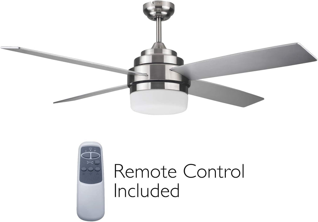 Brushed Nickel Contemporary Indoor Ceiling Fan with LED Light Kit and Remote Control N550683