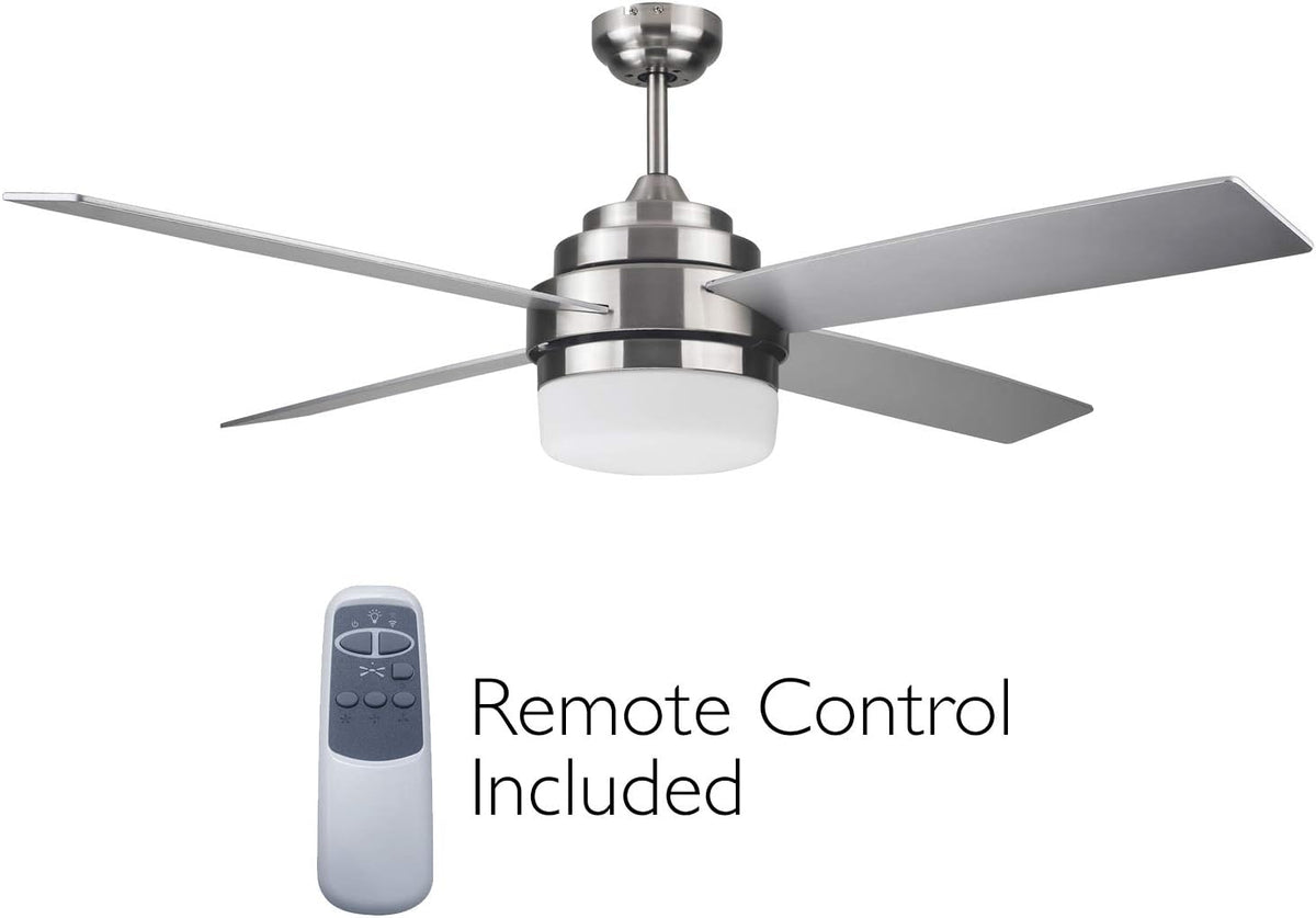 Brushed Nickel Contemporary Indoor Ceiling Fan with LED Light Kit and Remote Control N550683