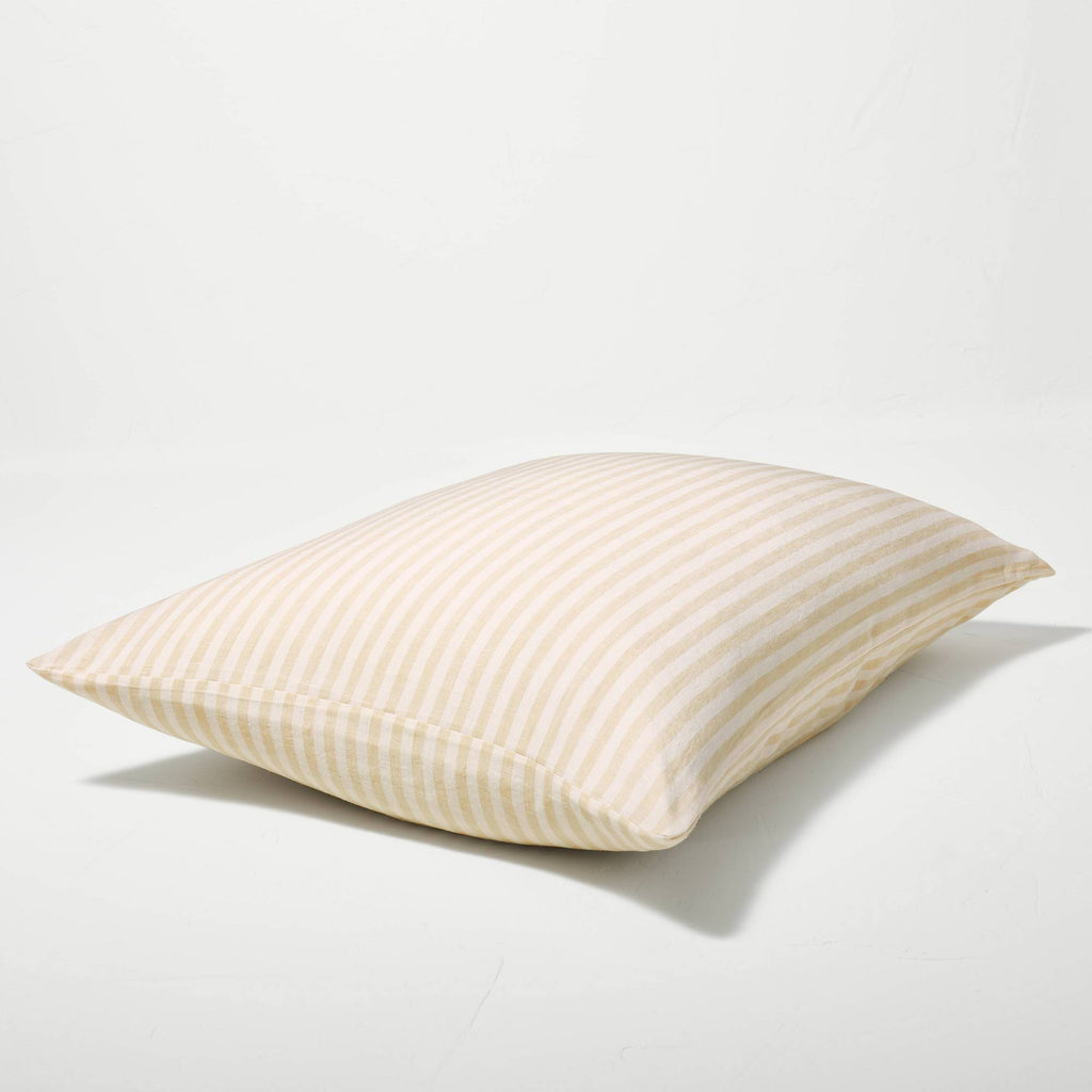 White/Natural Stripe Linen Duvet & Sham Set F18166