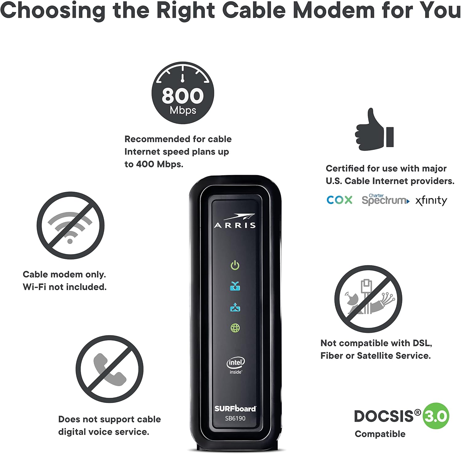 Cable Modem, Black, 800 Mbps U4579
