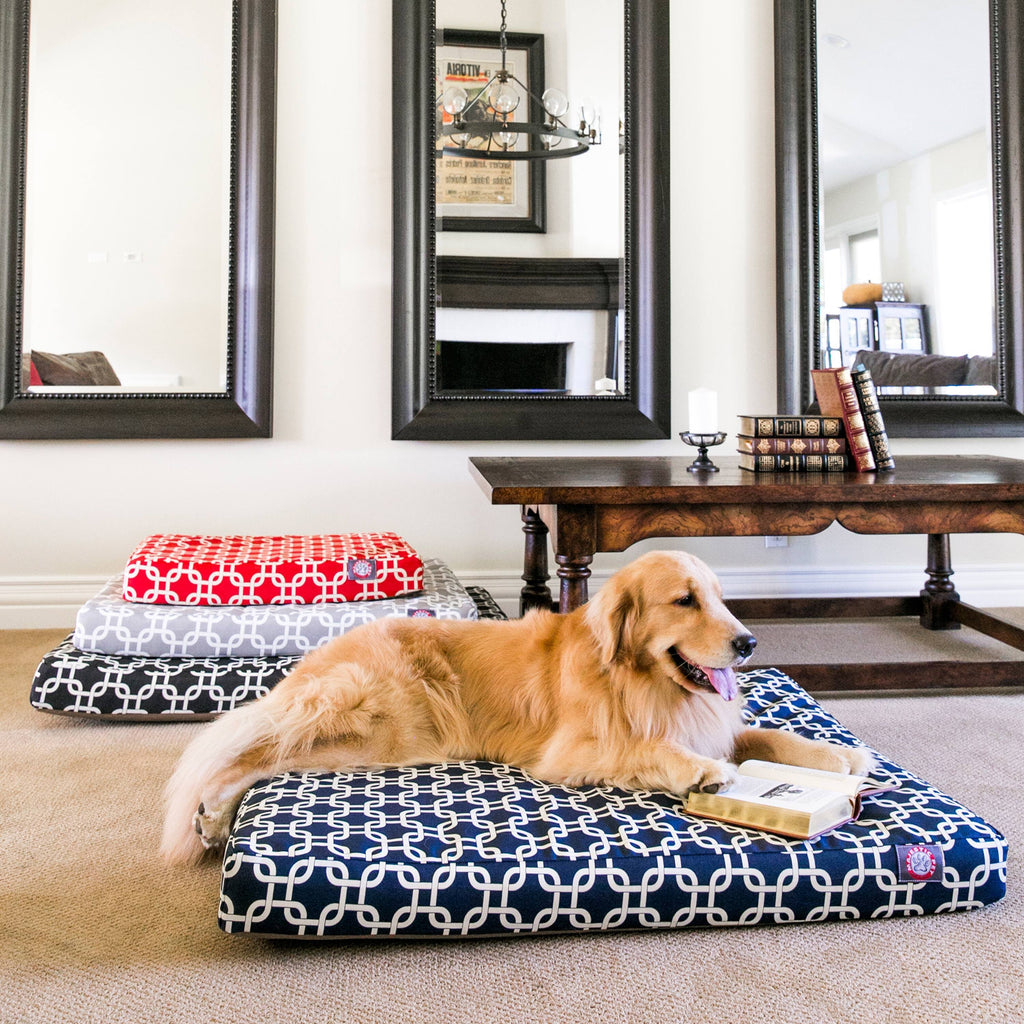 Red Rectangle Orthopedic Memory Foam Dog Bed L195945