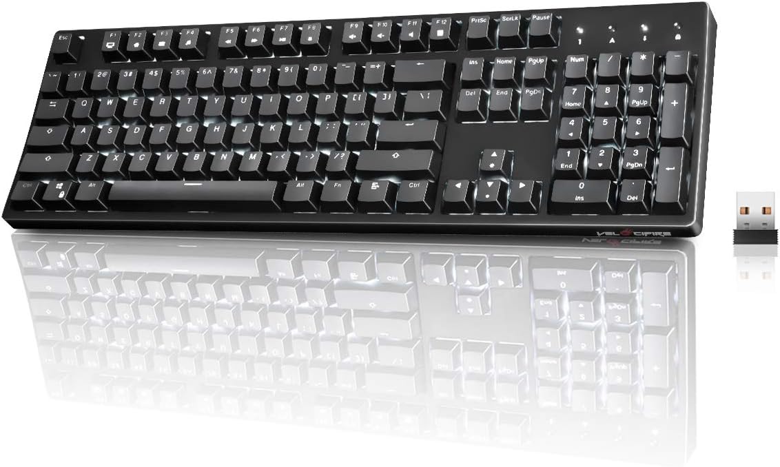 White 104-key Ergonomic Mechanical Keyboard with Red Switches I50789