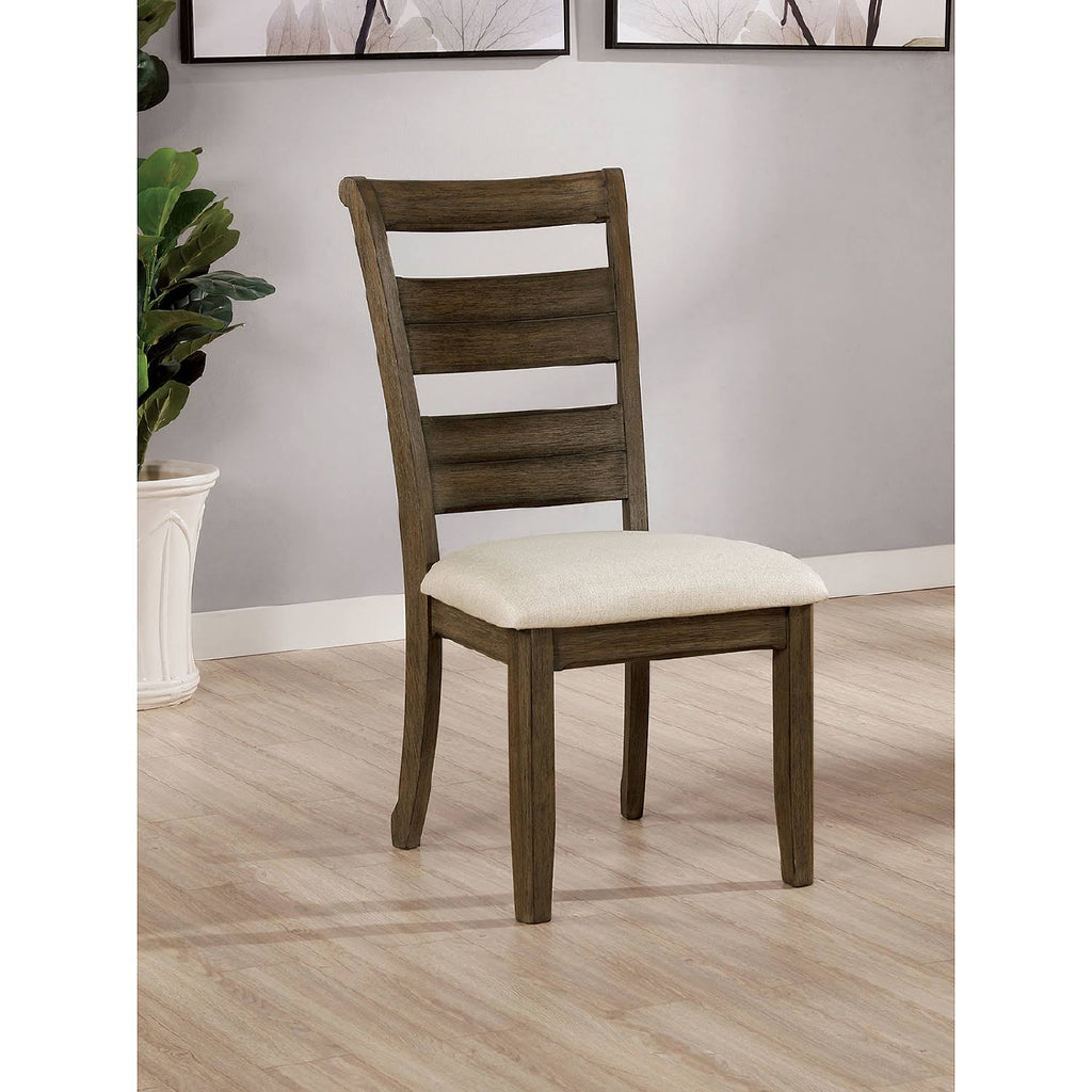 Light Walnut and Beige Side Chair Set of 2 A592