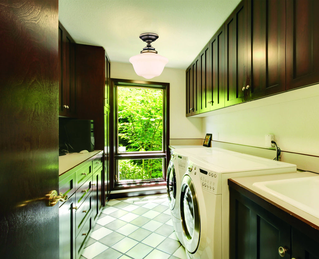 Classic Schoolhouse 1-Light Semi-Flush, Old Bronze D470