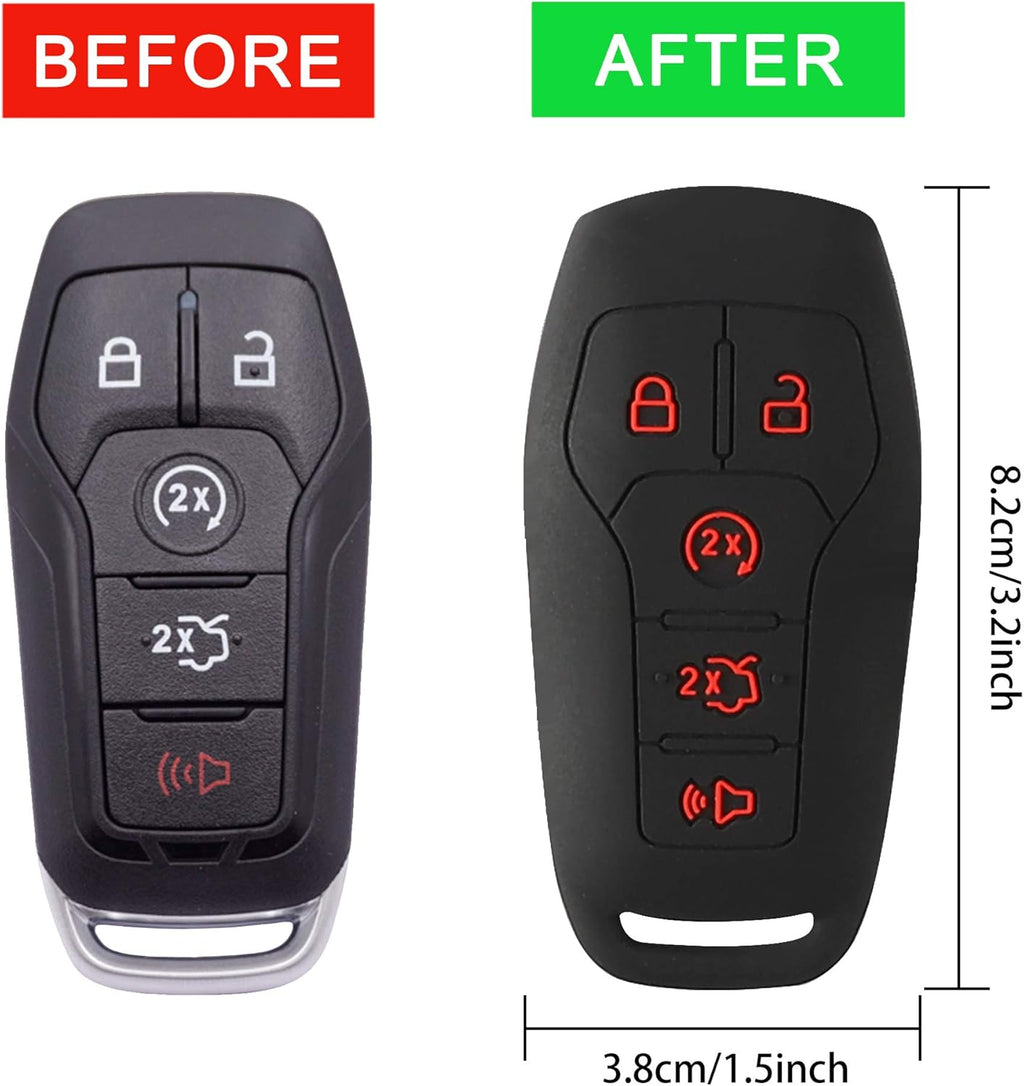 2Pcs Silicone Smart Key Fobs Remote Covers Case (Black) A9853