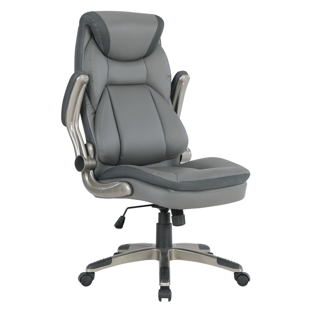 Charcoal Bonded Leather Chair with Nylon Base T539
